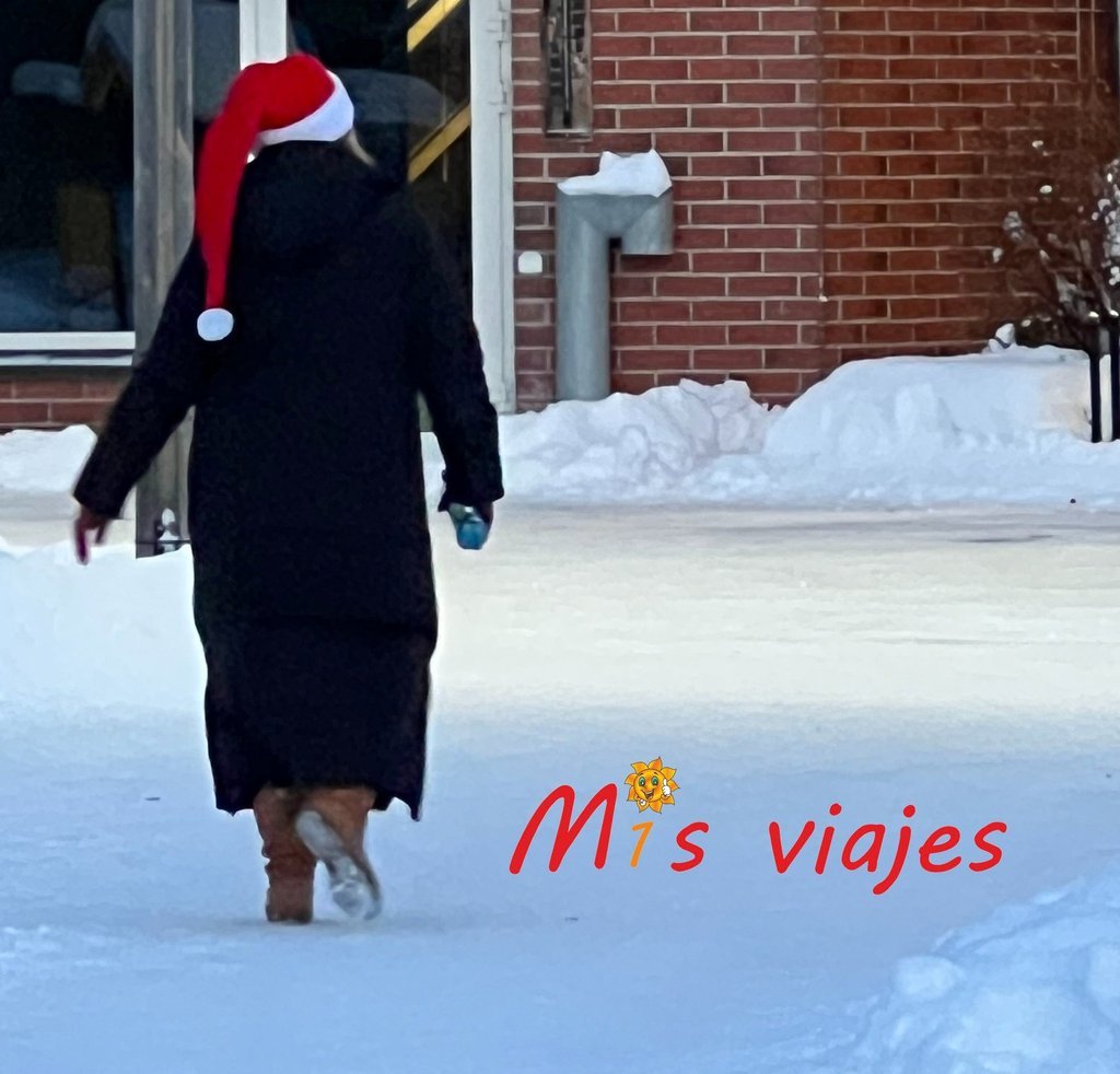 Lugareña con la cabeza abrigada en modo Navidad
