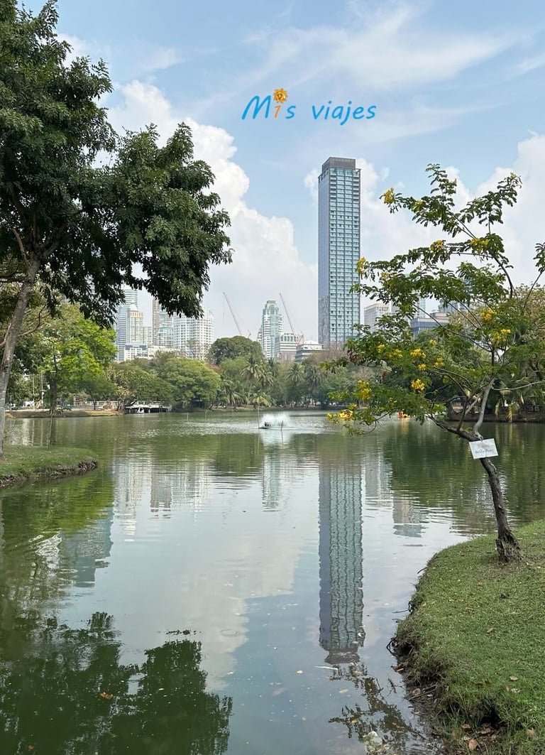 Lumphini Park: El Oasis Verde en el Corazón de Bangkok Panorámica del lago de Lumphini Park