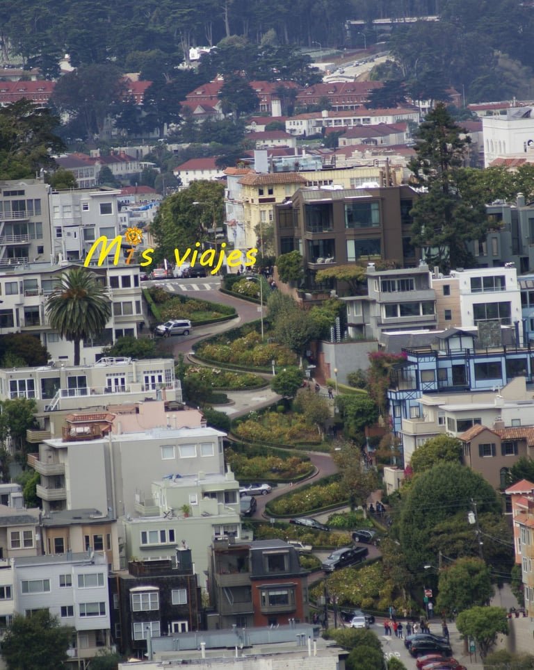 San Francisco: Su Golden Gate y sus Colinas Panorámica de Lombard St. desde la Torre del Coito.
